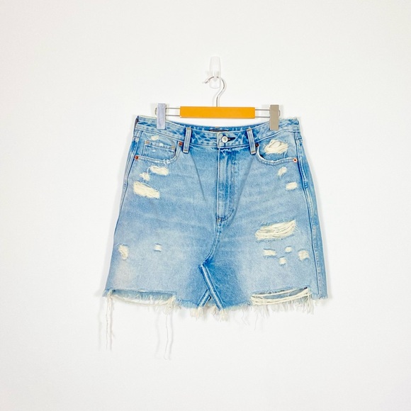 Abercrombie & Fitch Distressed Blue Denim A-Line Mini Skirt - Picture 1 of 3